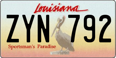 LA license plate ZYN792
