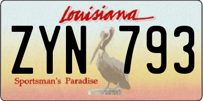 LA license plate ZYN793