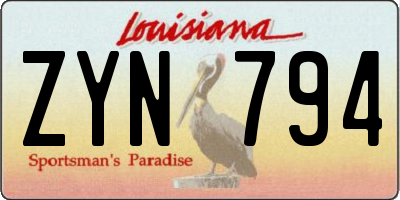 LA license plate ZYN794
