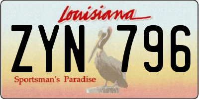 LA license plate ZYN796