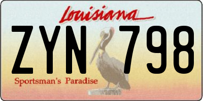 LA license plate ZYN798