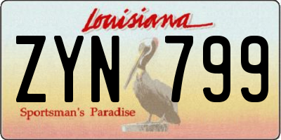 LA license plate ZYN799
