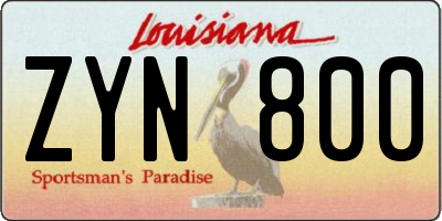 LA license plate ZYN800