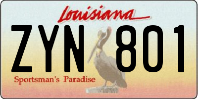 LA license plate ZYN801