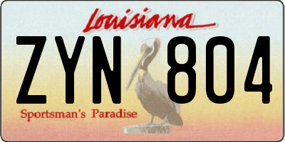 LA license plate ZYN804