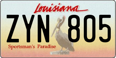 LA license plate ZYN805
