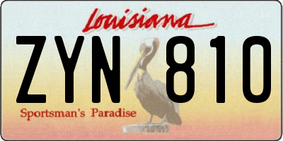 LA license plate ZYN810