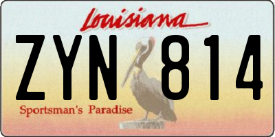 LA license plate ZYN814