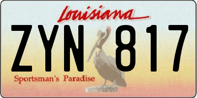 LA license plate ZYN817
