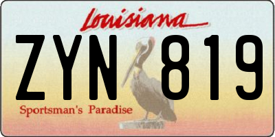 LA license plate ZYN819