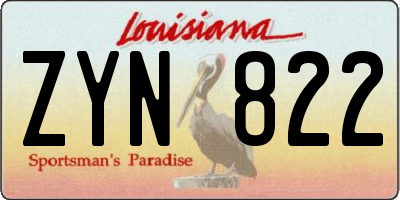 LA license plate ZYN822