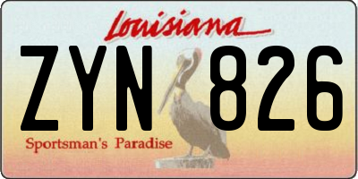 LA license plate ZYN826