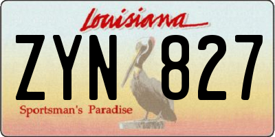 LA license plate ZYN827