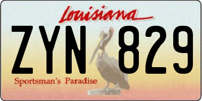 LA license plate ZYN829