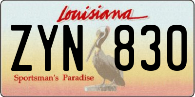 LA license plate ZYN830