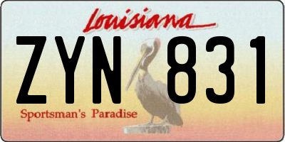 LA license plate ZYN831