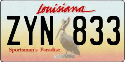 LA license plate ZYN833