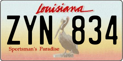 LA license plate ZYN834