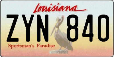LA license plate ZYN840