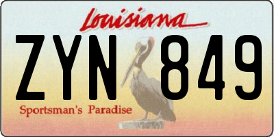 LA license plate ZYN849