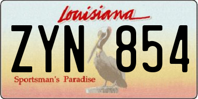 LA license plate ZYN854