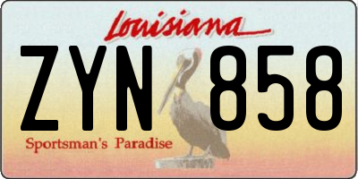 LA license plate ZYN858