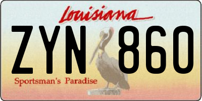 LA license plate ZYN860