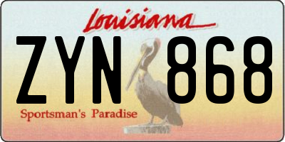 LA license plate ZYN868