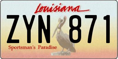 LA license plate ZYN871