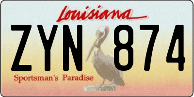 LA license plate ZYN874
