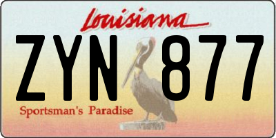 LA license plate ZYN877