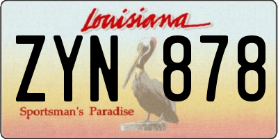 LA license plate ZYN878