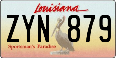 LA license plate ZYN879