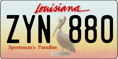 LA license plate ZYN880