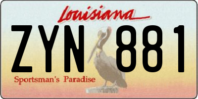 LA license plate ZYN881