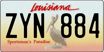 LA license plate ZYN884