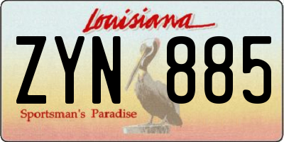 LA license plate ZYN885