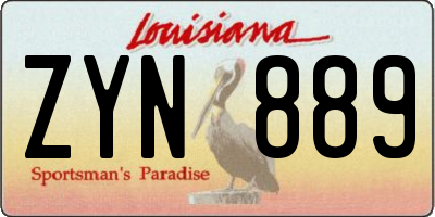 LA license plate ZYN889