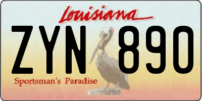 LA license plate ZYN890