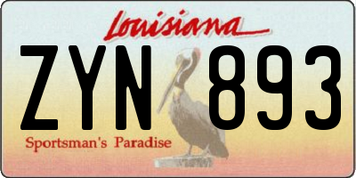 LA license plate ZYN893