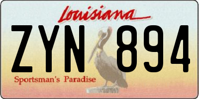 LA license plate ZYN894