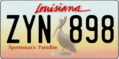 LA license plate ZYN898