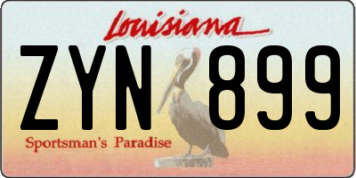 LA license plate ZYN899