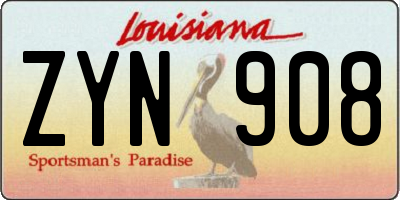 LA license plate ZYN908