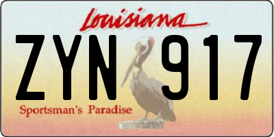 LA license plate ZYN917