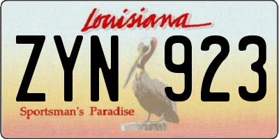 LA license plate ZYN923