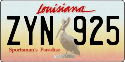 LA license plate ZYN925