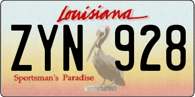 LA license plate ZYN928