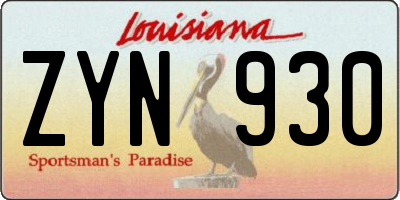 LA license plate ZYN930