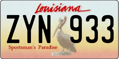 LA license plate ZYN933